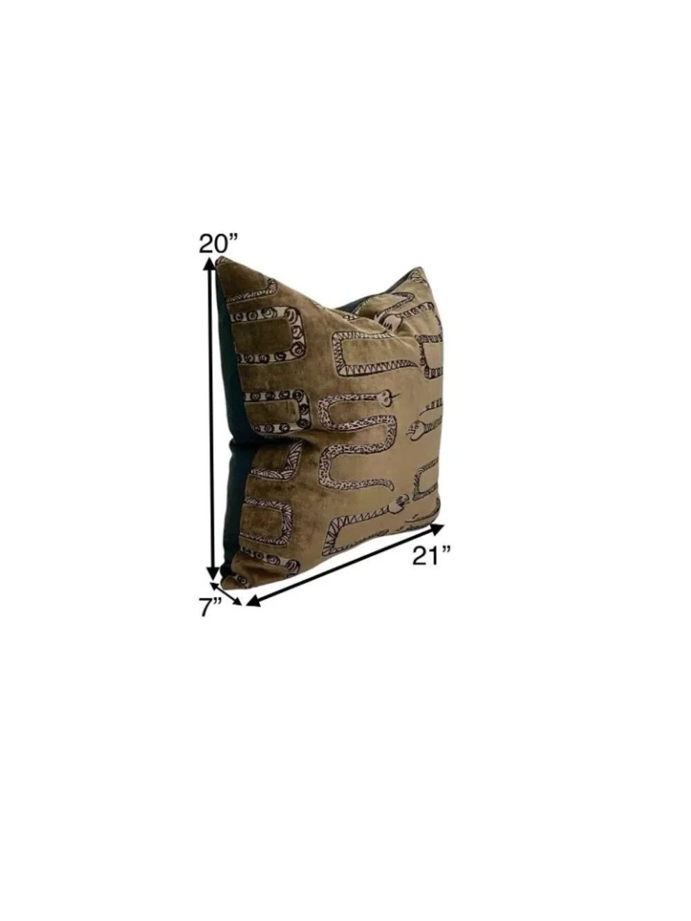 Pillow Pair Velvet with Snake Textured Motif Large Feather Filled Cushion Decor